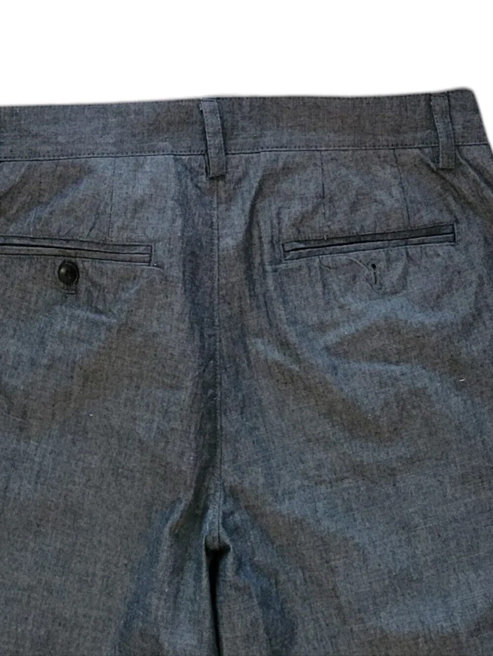 Banana Republic Chambray Flat-Front Shorts - Blue Gray